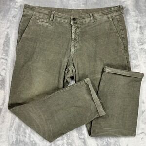 Eredi Pisano Roma Mens Slim Fit Corduroy Pants Taglia 54 Olive Green Italy